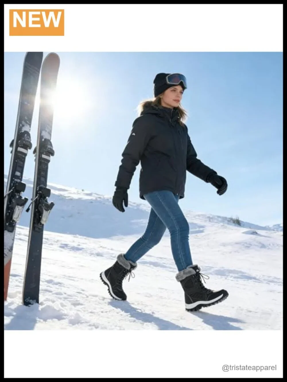 Women's Winter Snow Boots Waterproof Fur Lined Mid Calf Lace Up Non Slip